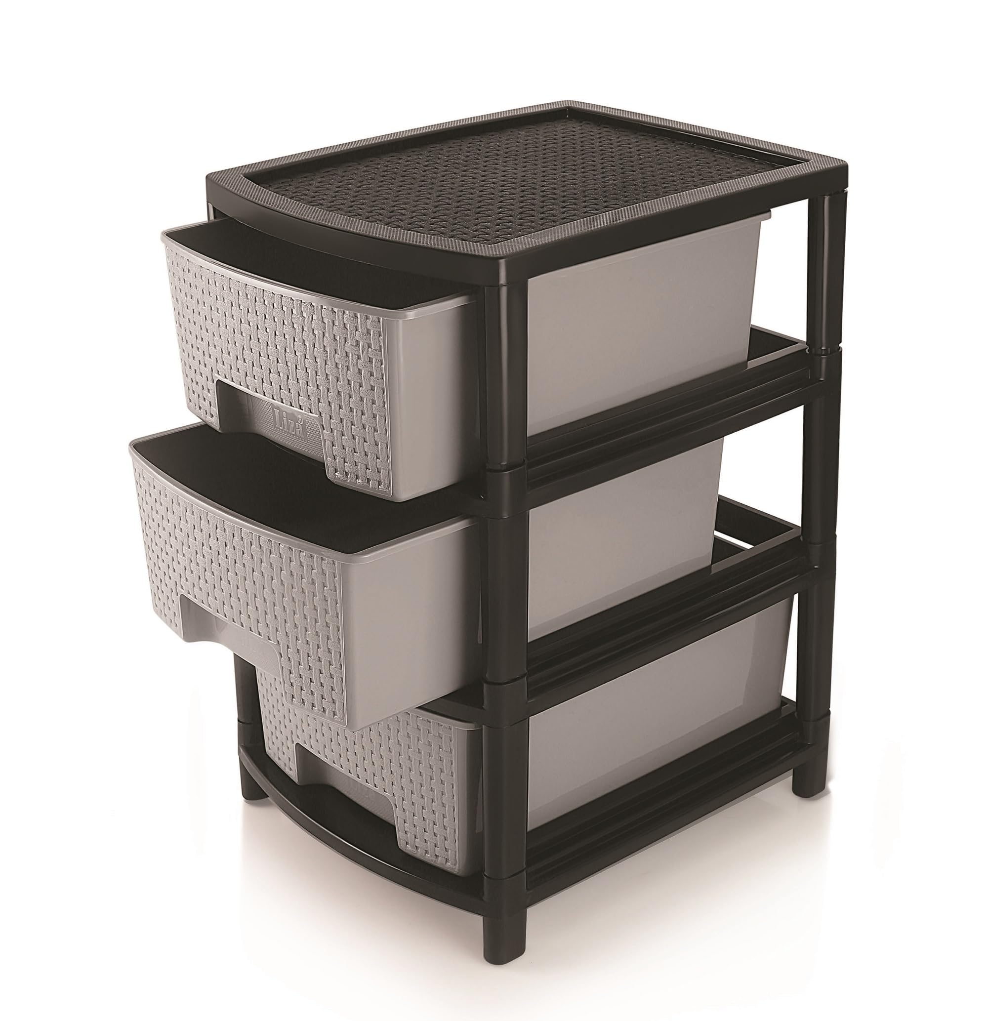 Liza Dura 3 Multipurpose Drawer Plastic Modular Chest Storage Organizer For Home, Kitchen, Office, Parlor, School, Easy Assembly (Pack of 1) (Grey)-image-24