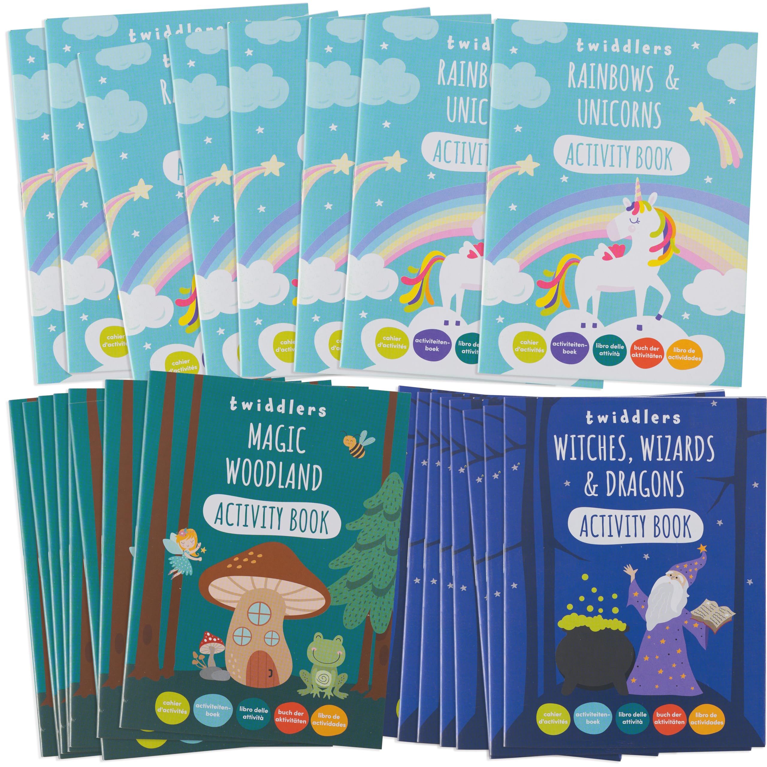 THE TWIDDLERS 48 Mini Colouring Activity Books for Kids, A6 Size - Wizard Unicorns Fairy and Fantasy Creatures, Children Birthday Party Favours Bag Fillers for Toddlers Travel Activities Ages 4-8