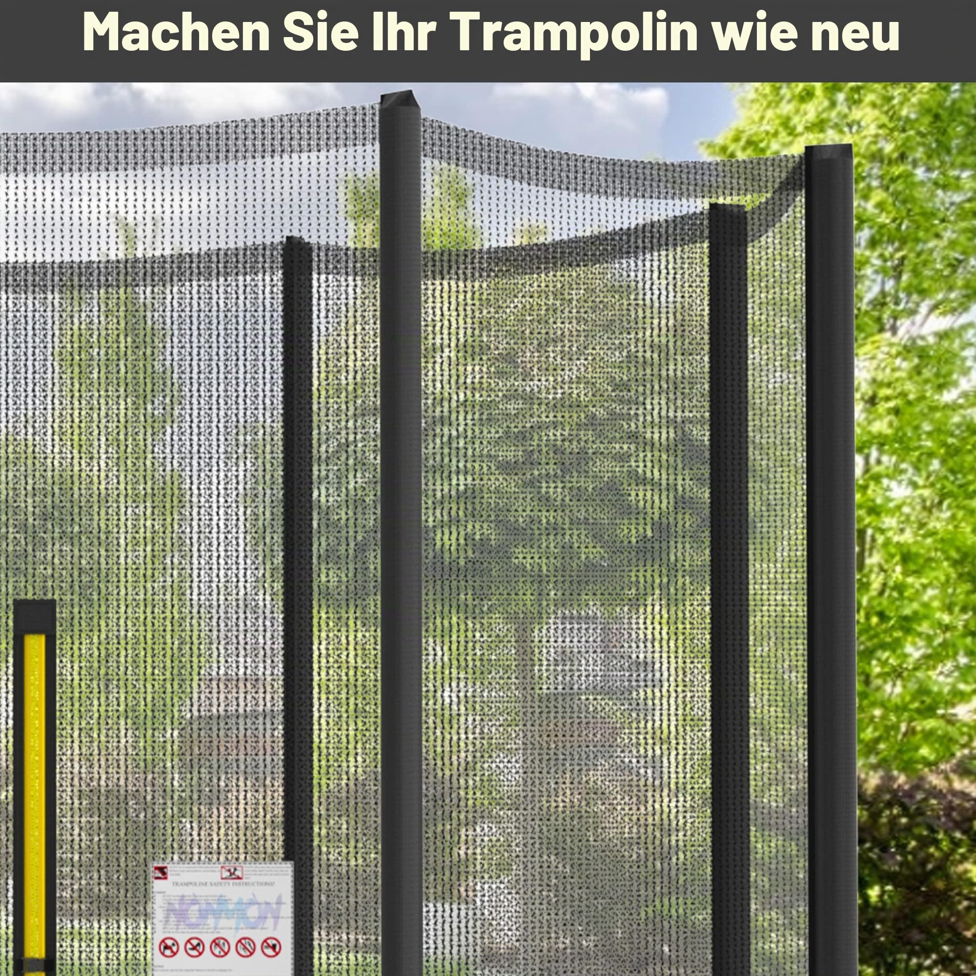 NONMON Trampolin Ersatznetz Sicherheitsnetz für Trampolin Ø 244 305 366 397 427 cm, Gartentrampolin Trampolinersatznetz Netz außenliegend UV-beständig
