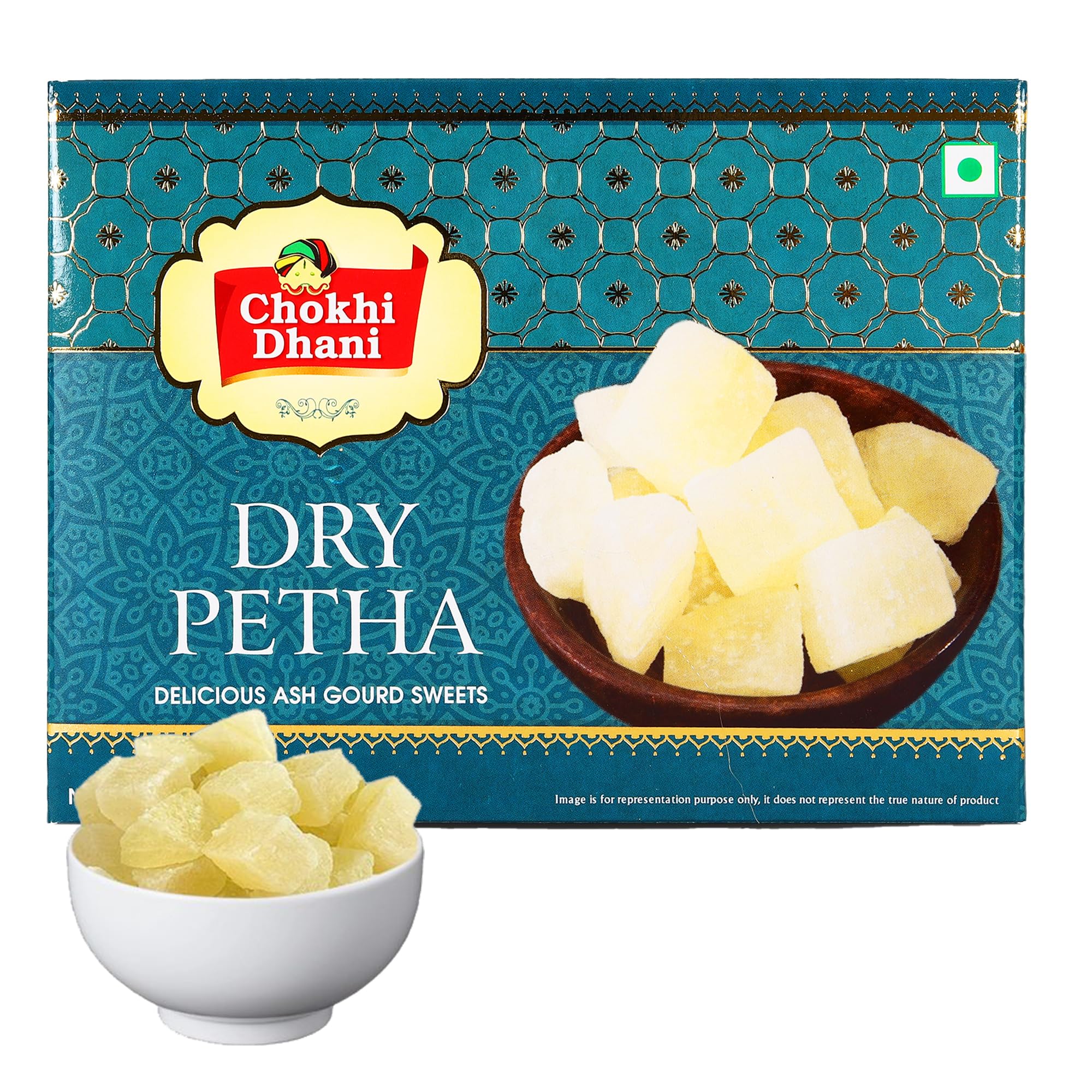 Chokhi Dhani Dry Agra Petha 400gm, Soft and Juicy Indian Mithai | White Ash Gourd Petha Sweets (Gift Box, Pack of 1)