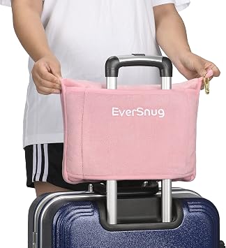 EverSnug Travel Blanket and Pillow Value Bundle - 2 in 1 Airplane Blanket with Soft Bag Pillowcase, Hand Luggage Sleeve and Backpack Clip | Color Includes Pink & Grey