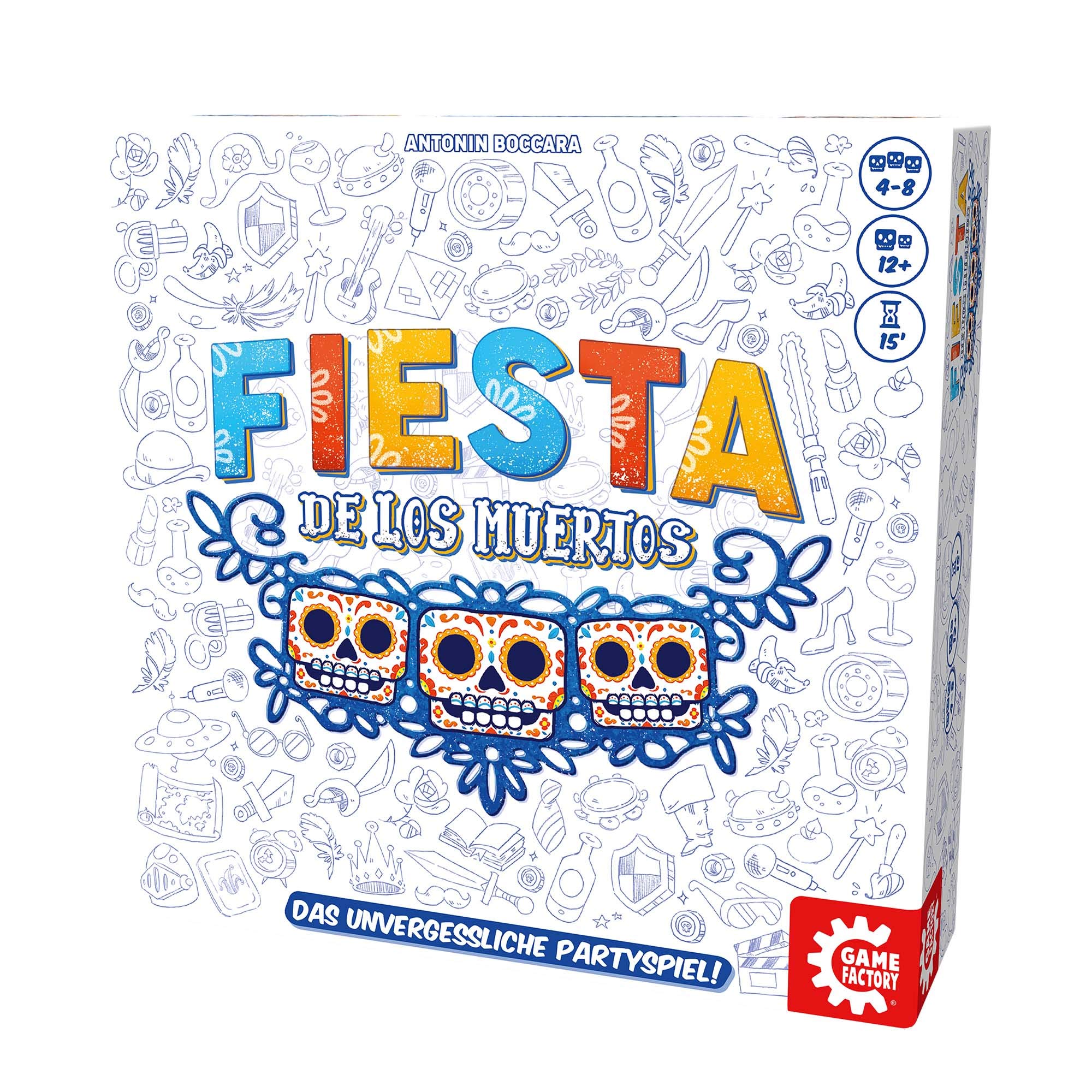 Game Factory - Fiesta de Los Muertos-Jeu de fête inoubliable avec coopératif pour 4 à 8 Joueurs à partir de 12 Ans, 646279 | Allemand