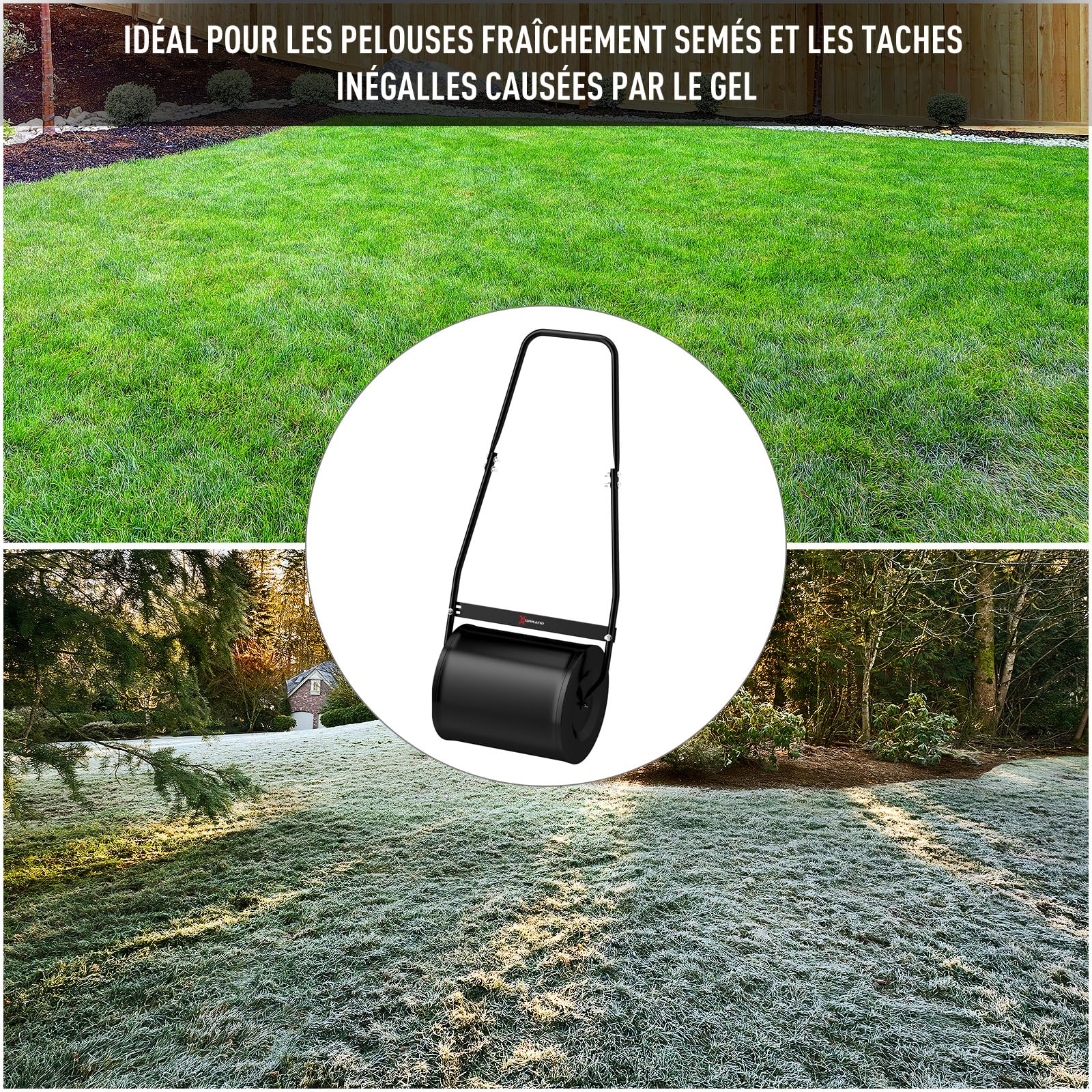 Outsunny Rasenwalze Stahl mit Griff 47x32x105 cm Schwarz