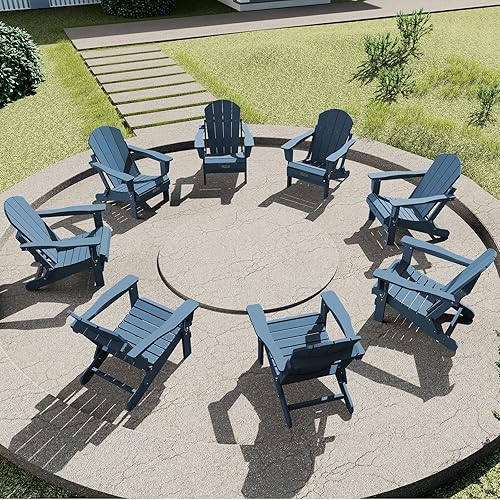 Vista 34 de SERWALL Juego de 2 sillas plegables Adirondack para patio, jardín, exteriores, fogata, color azul marino Zafiro