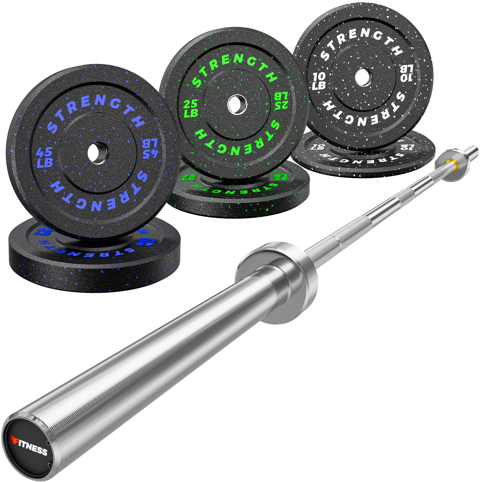 2-Inch Bumper Plates, Barbell Rubber Olympic Weight Plates Set for Home Gym Strength Training, 20-260lbs, Multiple Options