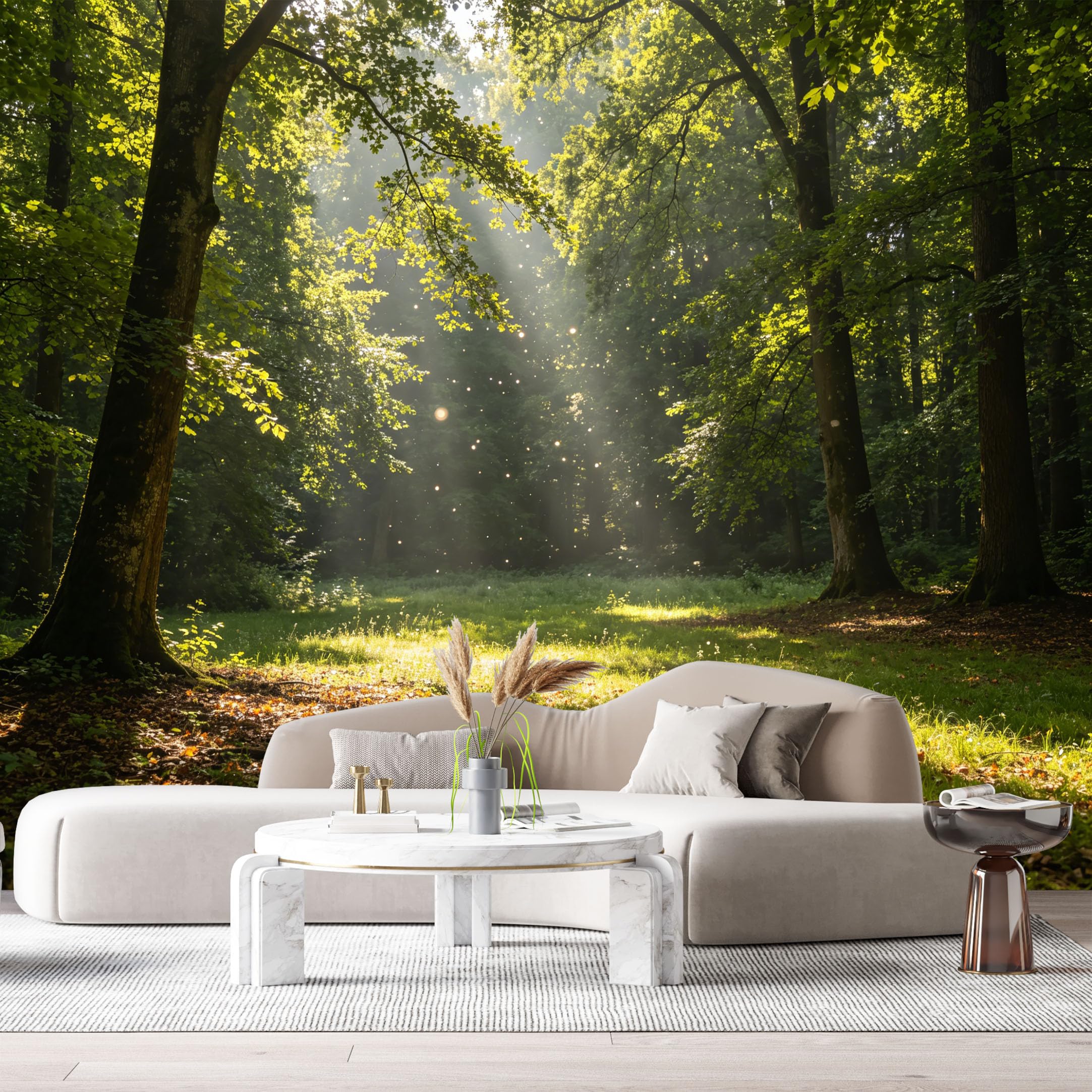 Custom Size Wall Murals Sunlit Forest Landscape Tree Canopy Morning Light Nature Path SelfAdhesive Wall Fabric Removable Large Wallpaper for Photo Living Room