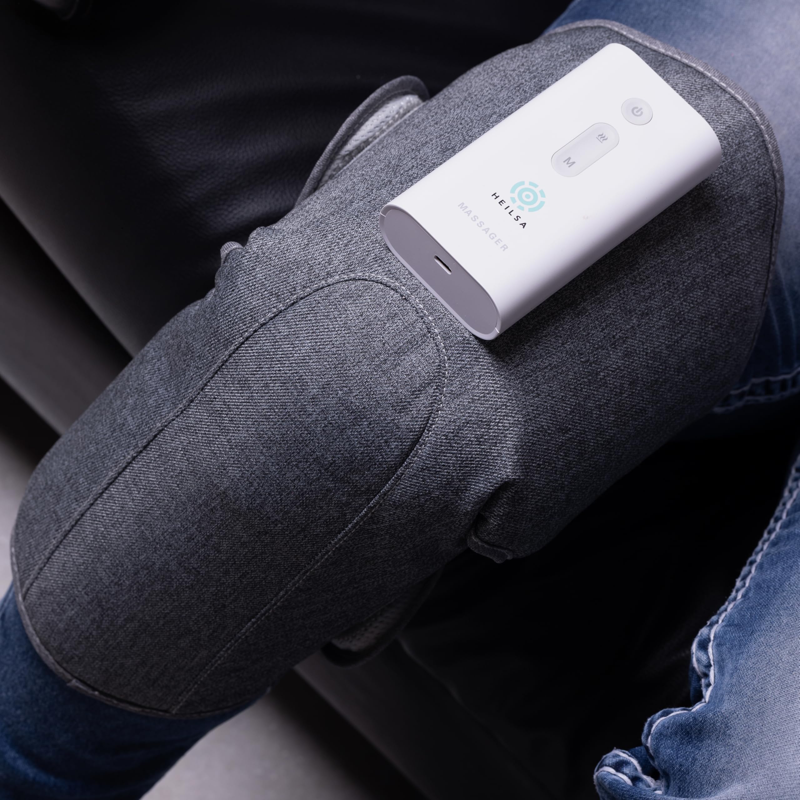 HEILSA Airpress Knee| Wireless Knee Massager with Air Compression | Heat Timed Therapy| Pain relief, Joint therapy| Electric Rechargeable Cordless Knee Massager for Men/Women| Grey-image-22