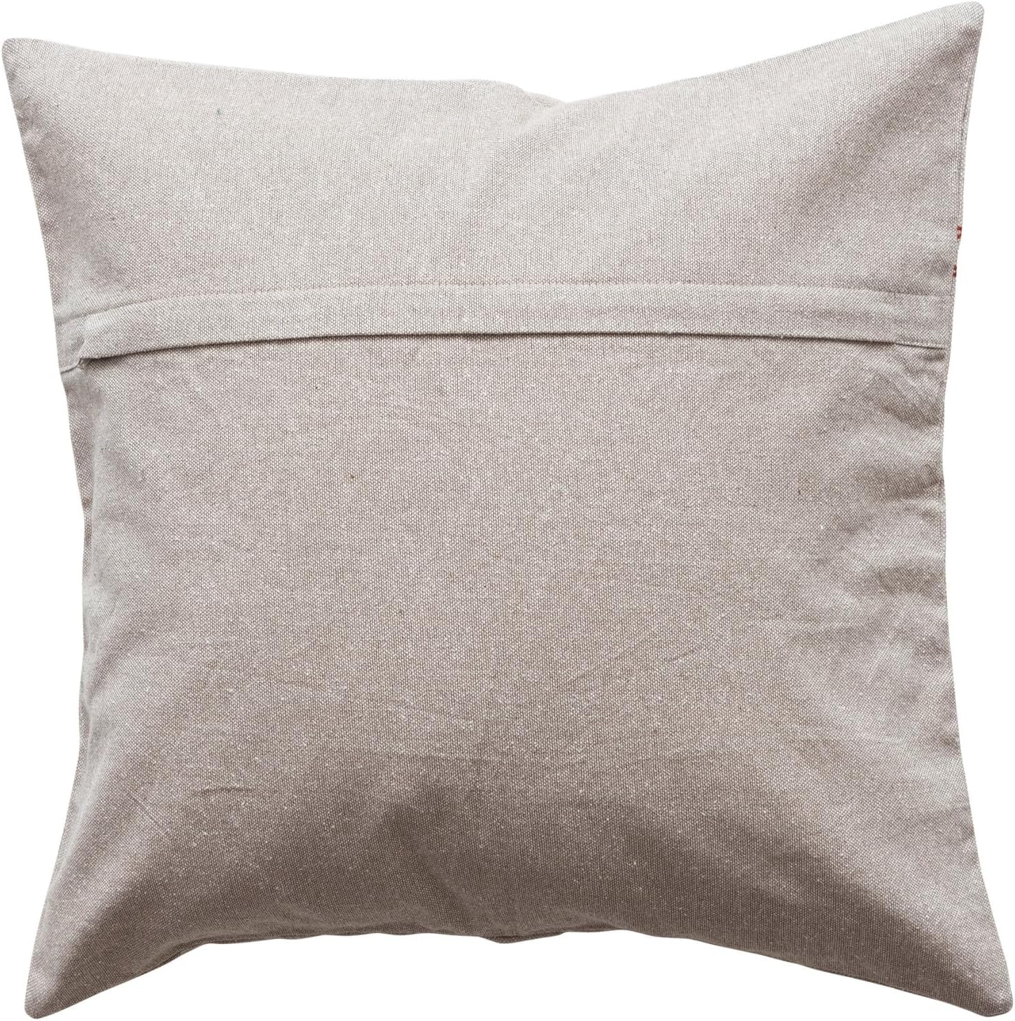 Creative Co-Op, Multicolor Square Cotton and Linen Printed Pillow with Reindeer, Embroidered Snowflakes