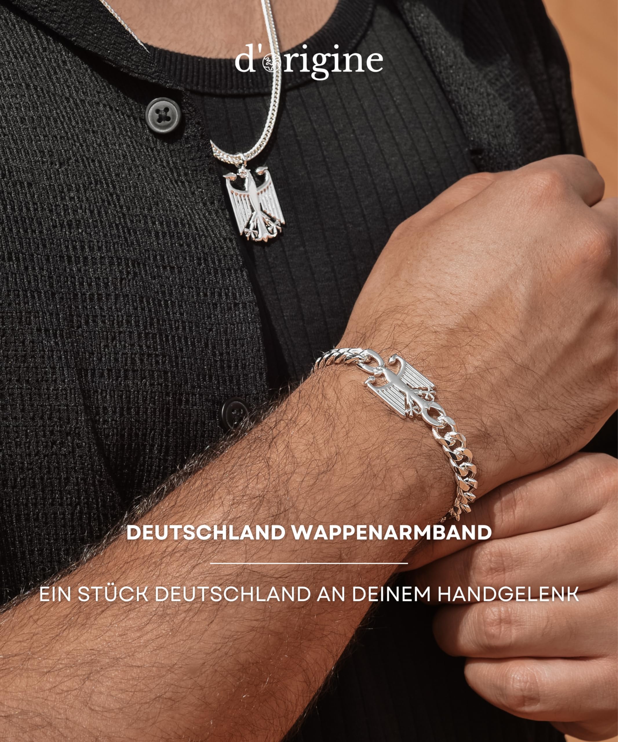 d'origine Deutschland Adler Kette und Armband Set Herren Panzerkette