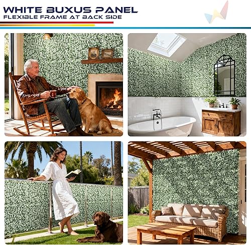 Miniatura 179 de Windscreen4less 6 paneles artificiales de boj de 20 x 20 pulgadas, seto topiario, plantas, hierba, pantalla de privacidad para exteriores, Boj