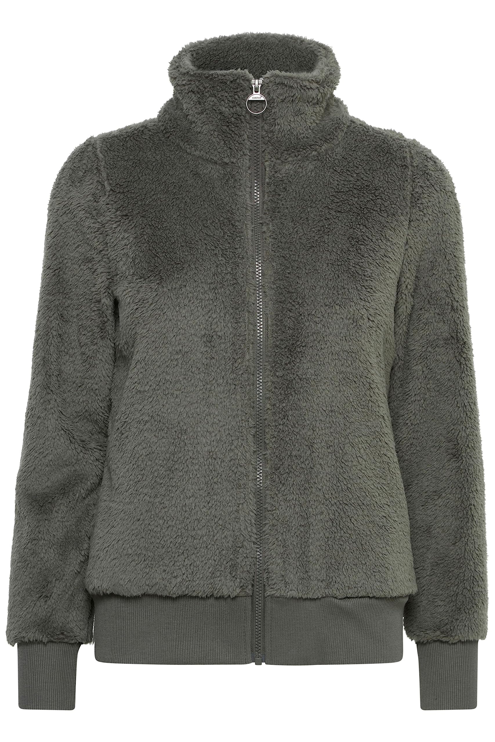 OXMO OXAnneka Damen Sweatjacke Jacke mit Teddyfutter Stehkragen Reißverschluss Eingrifftaschen Regular fit