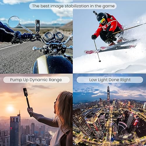 Miniatura 4 de Insta360 ONE X2 Cámara de bolsillo de acción impermeable + tarjeta de memoria extrema SanDisk de 64 GB + monopie de mano (se extiende hasta 43