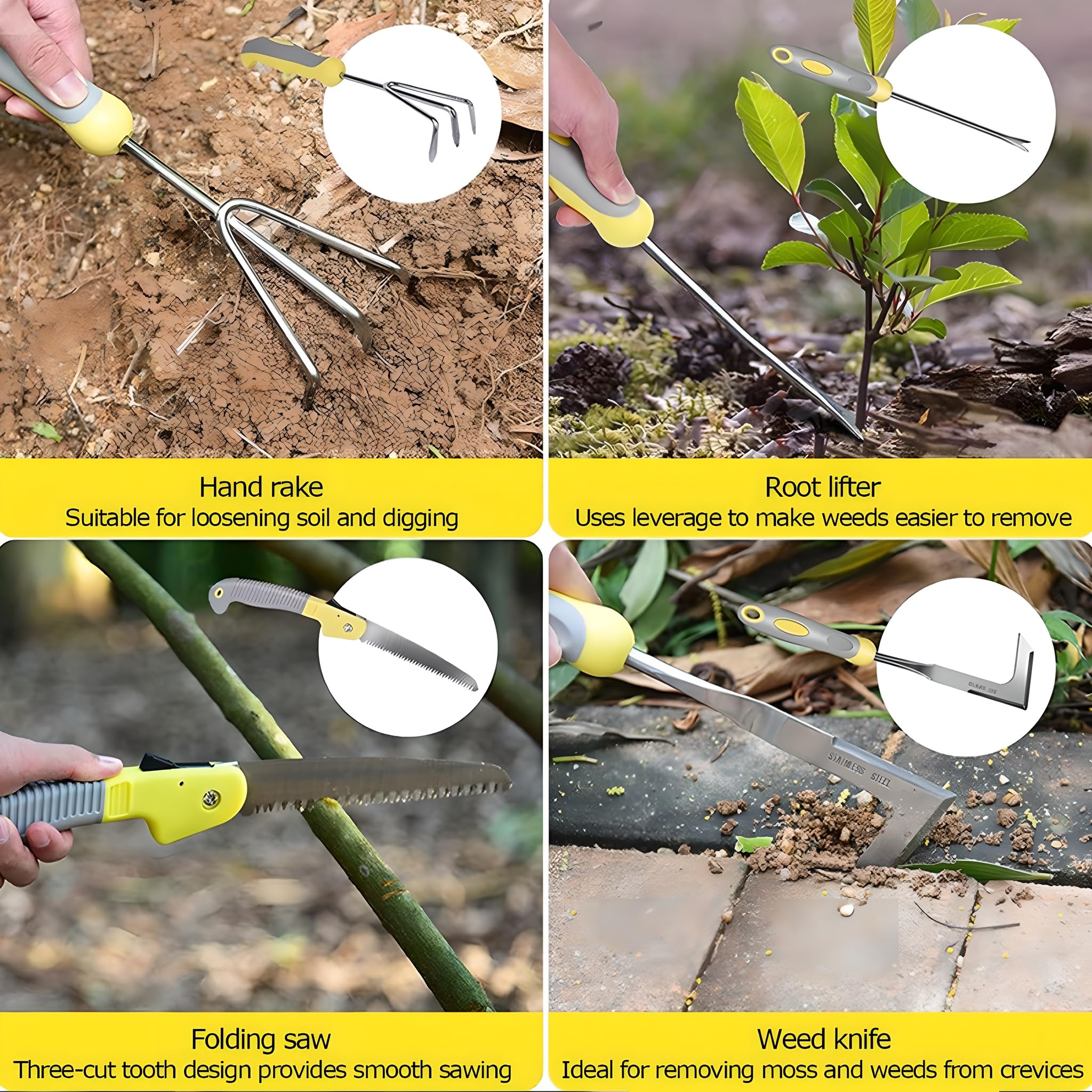 Garten-handwerkzeug 10-set - Enthält Robusten Gartenkelle, Gabel, Rechen, Unkrautstecher, Umpflanzer Aus Edelstahl Mit Ergonomischem Griff Für Frauen Und Männer, Innen- Und Außenpflanzenwerkzeuge