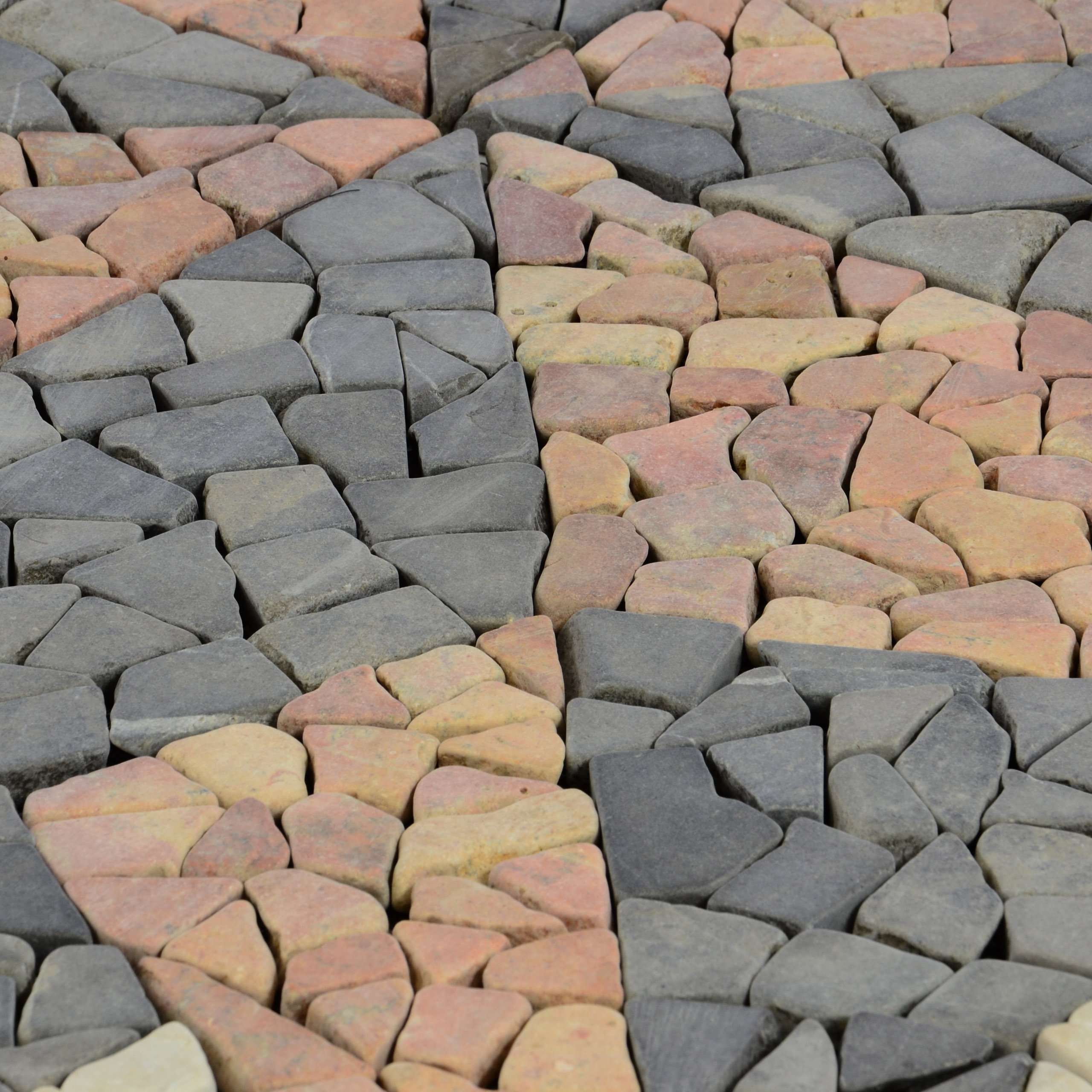 DIVERO Fliesen-Mosaik Rosone aus Marmor – Farbe: creme-grau- rosé - 120 x 120 cm