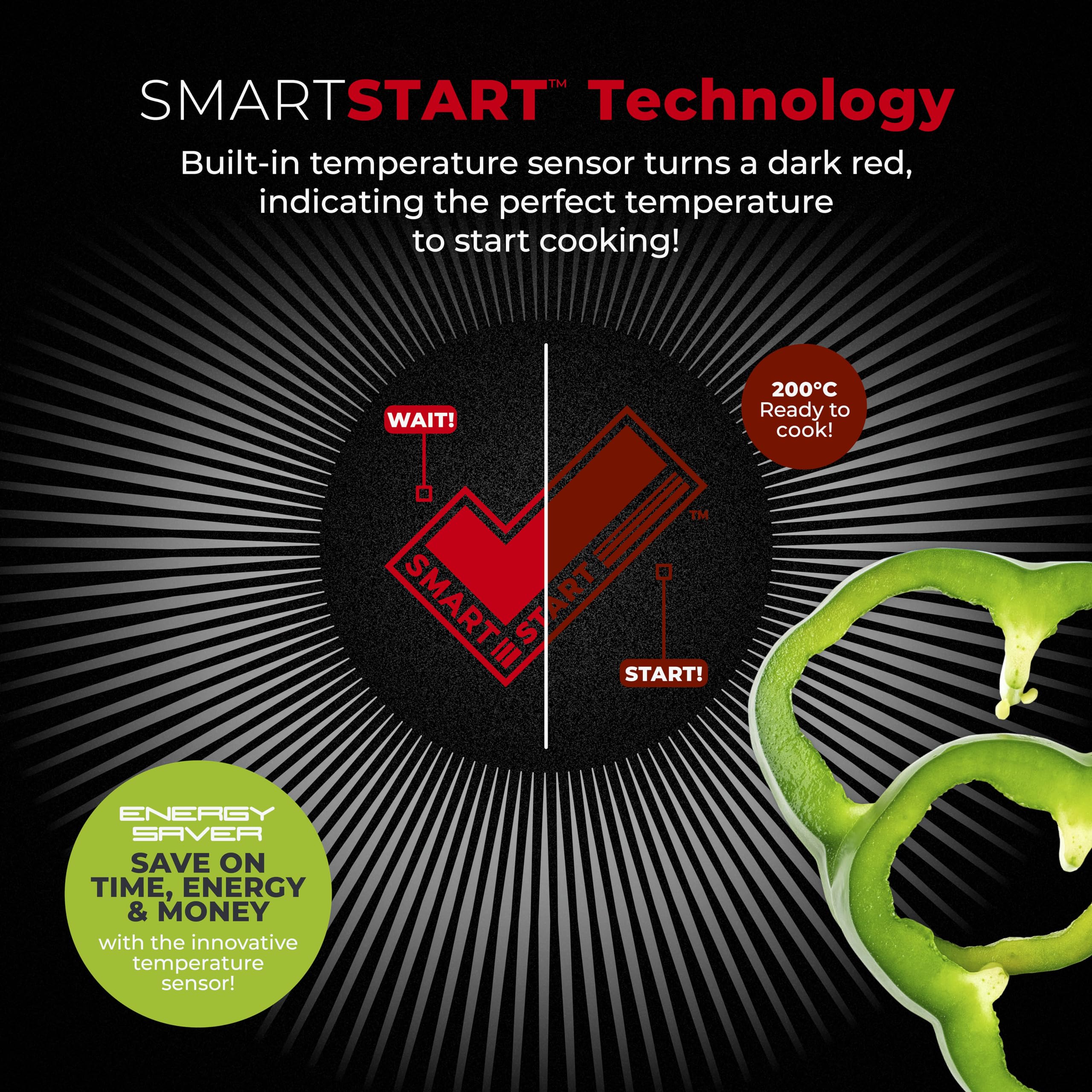 Tower Wok SmartStart Gourmet T700316 de aluminio con revestimiento antiadherente Aeroglide de 28 cm, compatible con inducción