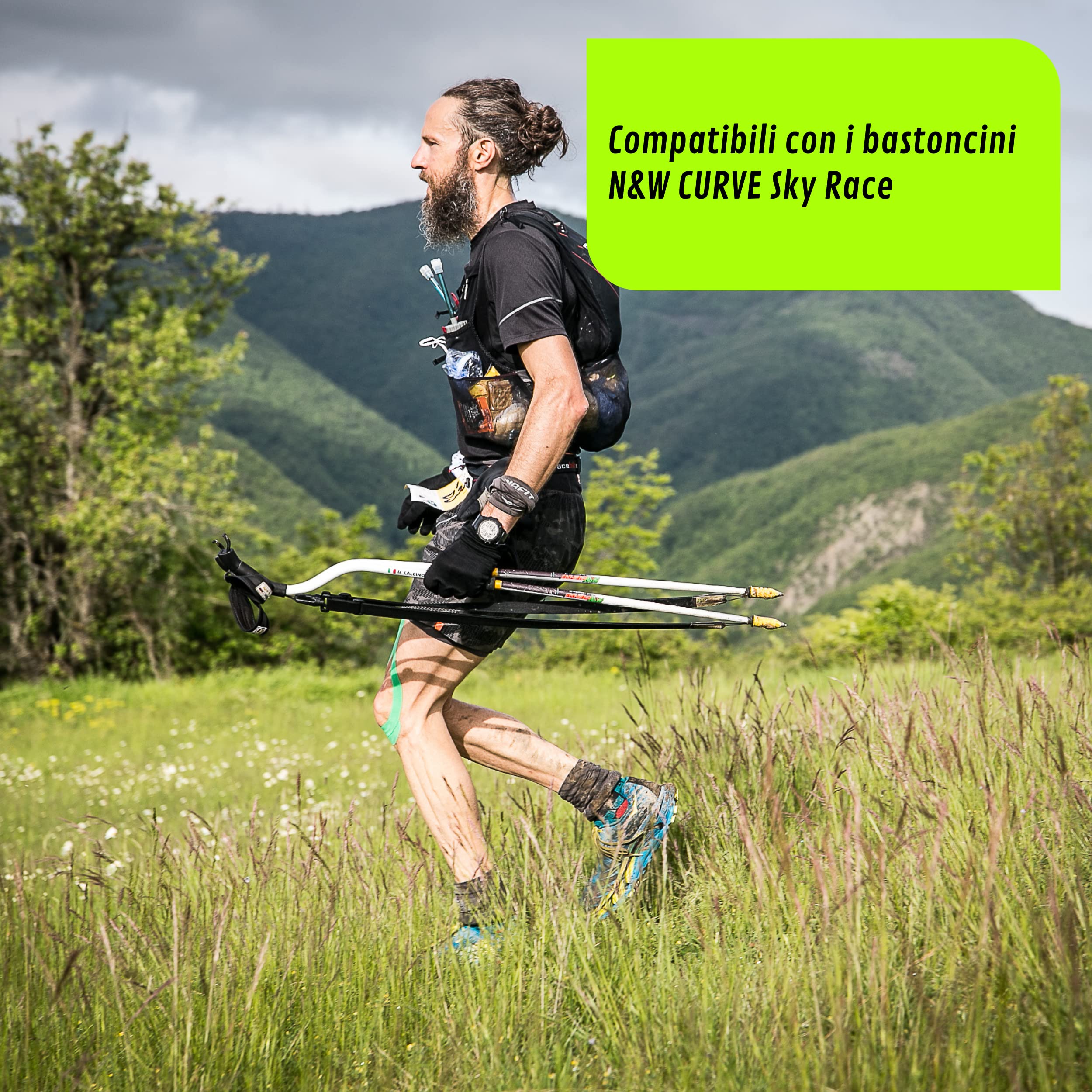 N&W CURVE | Bretelle Elastiche Bastoncini Outdoor, Bretelle Montagna Ideali per Bastoni Trekking Hiking Trail Running, Accessori Running o Camminata Montagna | Ideate per Bastoncini Trekking Sky Race