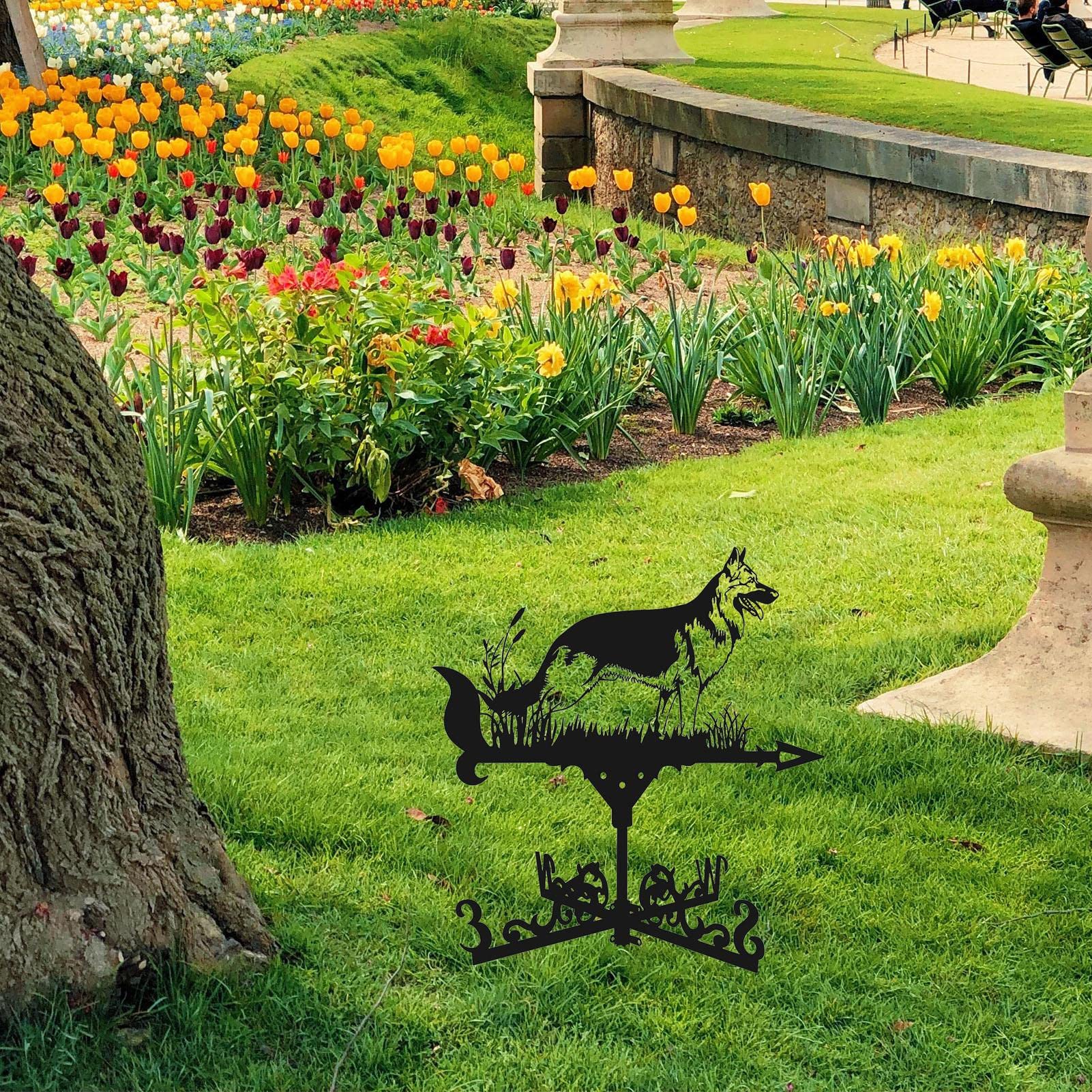 Segnavento da Giardino, Banderuola Segnavento in Metallo, Indicatore di Direzione del, retrò Scultura per Decorazione del Cortile Tetto Capannone Garage Fienile Esterni Giardino, Nero