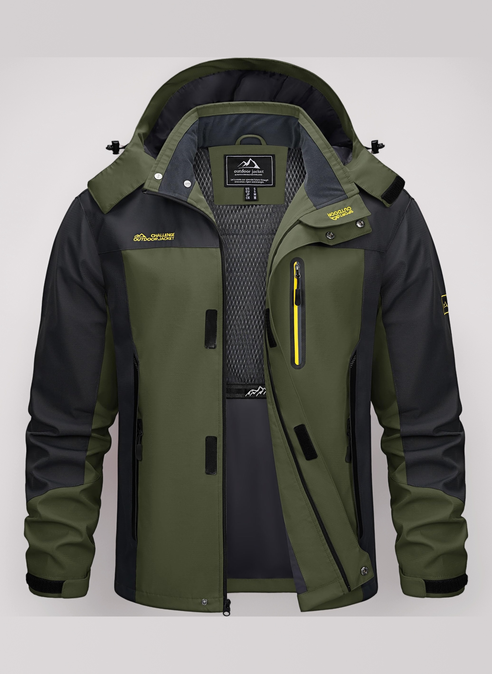 Men's Sports Jacket Breathable Outdoor Water-Resistant Hiking Mountain Jacket Multi-Pockets