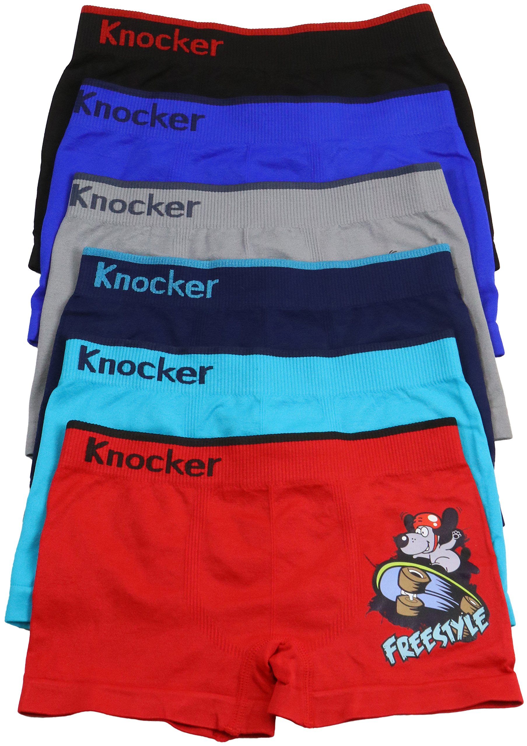 ToBeInStyle Boys Pack of 6 Seamless Microfiber Boxer Briefs w Appliques