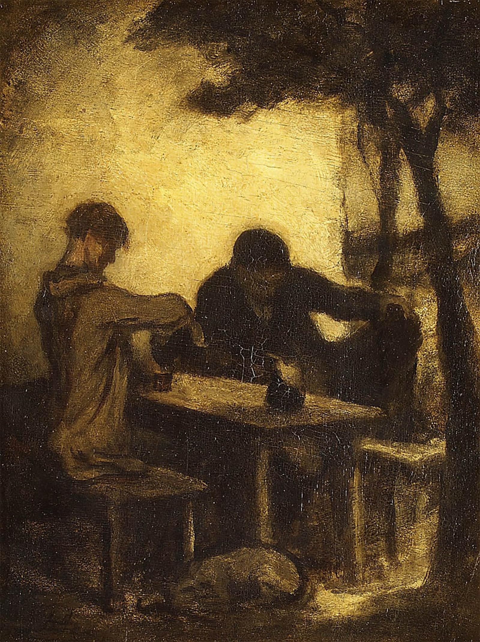 SERENDIPITP Vintage Picture Print on Canvas Wall Art Poster the Drinkers by Honoré Daumier Artwork Print Poster for Wall Decor 60x90cm