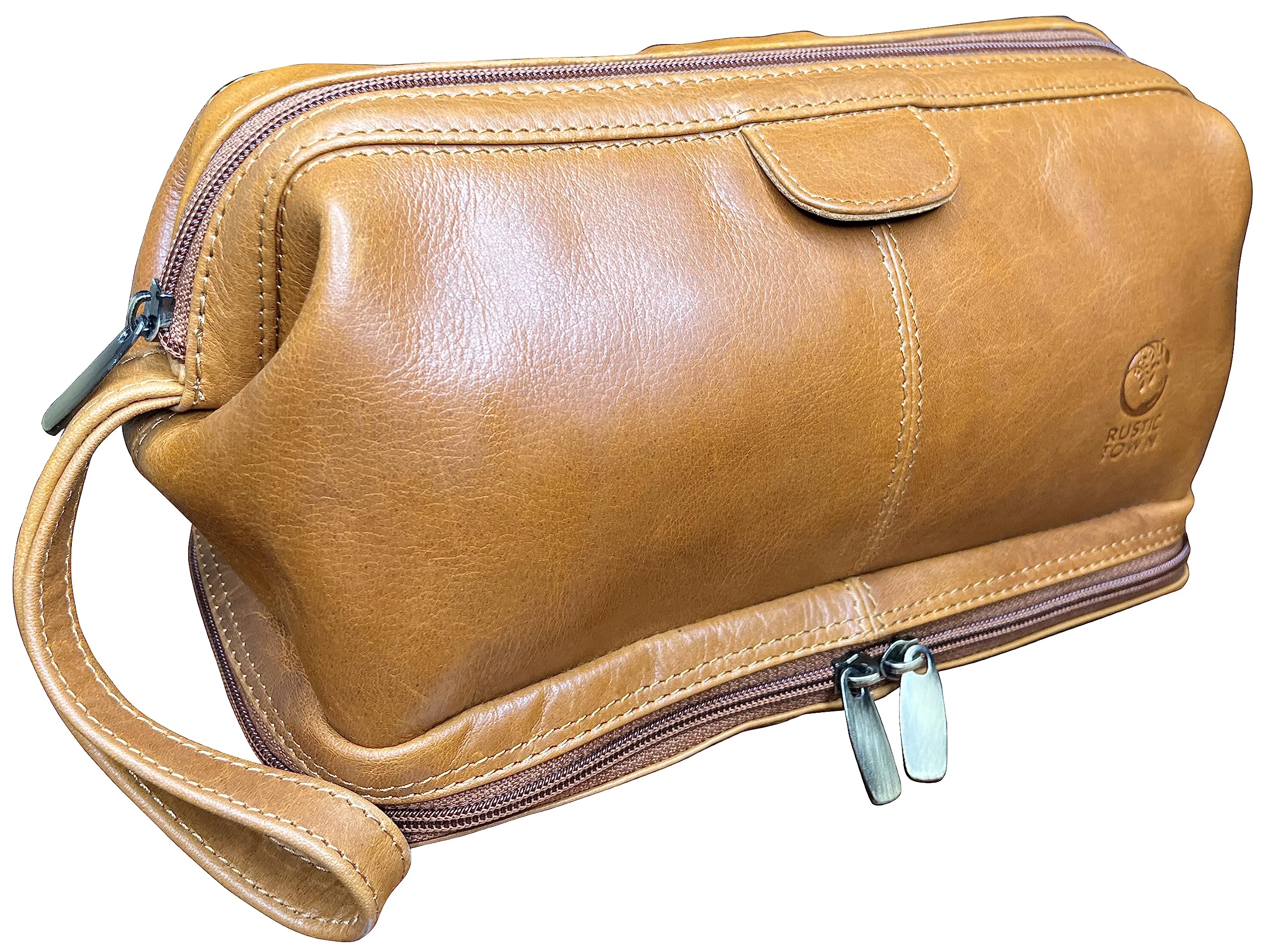 RUSTIC TOWN Leather Toiletry Bag for Men Travel Shaving Dopp Kit Toiletries  Organizer Cosmetic Makeup Bag for Women