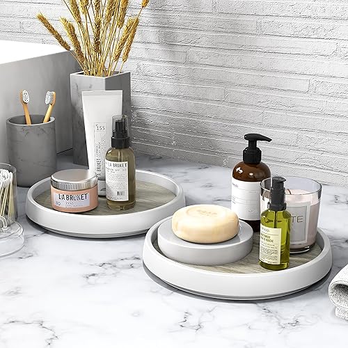 Miniatura 5 de Simple Houseware Plataforma giratoria de 2 niveles Lazy Susan organizador multifuncional, arce