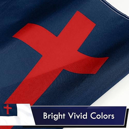 Miniatura 4 de G128 Paquete combinado bandera estadounidense de 3 x 5 pies 75D impresas estrellas y bandera cristiana 3 x 5 pies 75D impresa