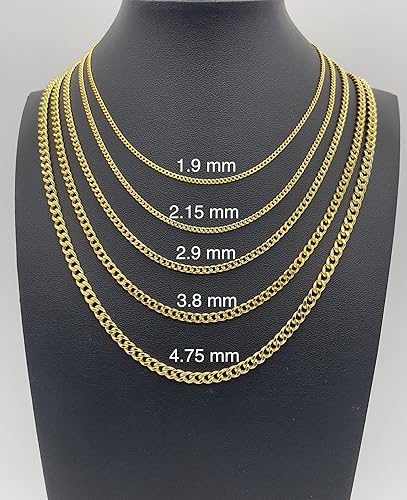 Miniatura 5 de Cadena de eslabones cubanos de oro real de 14 quilates 0075in 0085in 0114in 0150in collar con colgante de cadena cubana de corte de diamante