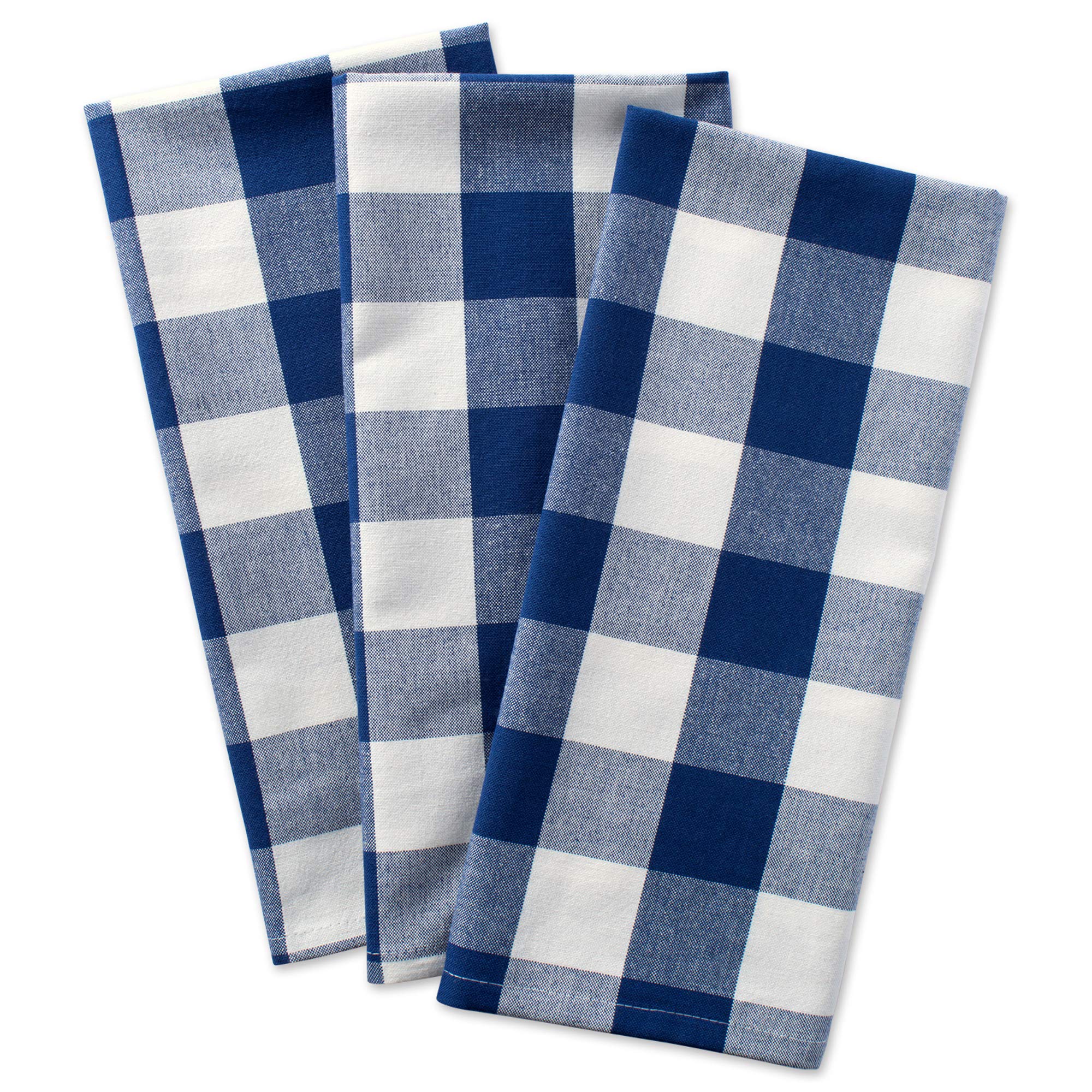 DII Buffalo Check Kitchen Collection, Classic Farmhouse Dishtowel Set, 20x30, Navy & Cream, 3 Piece, Blue, 20x30" - Image 2