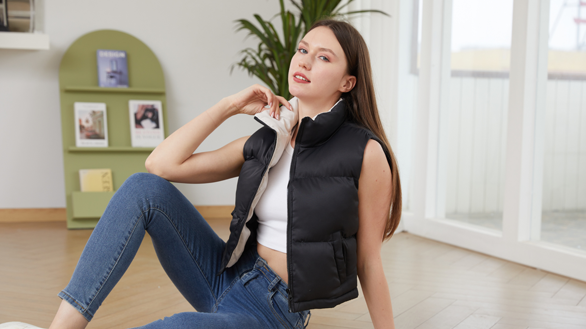 GEMLON Womens Winter Puffer Vests Lightweight Cropped Sleeveless