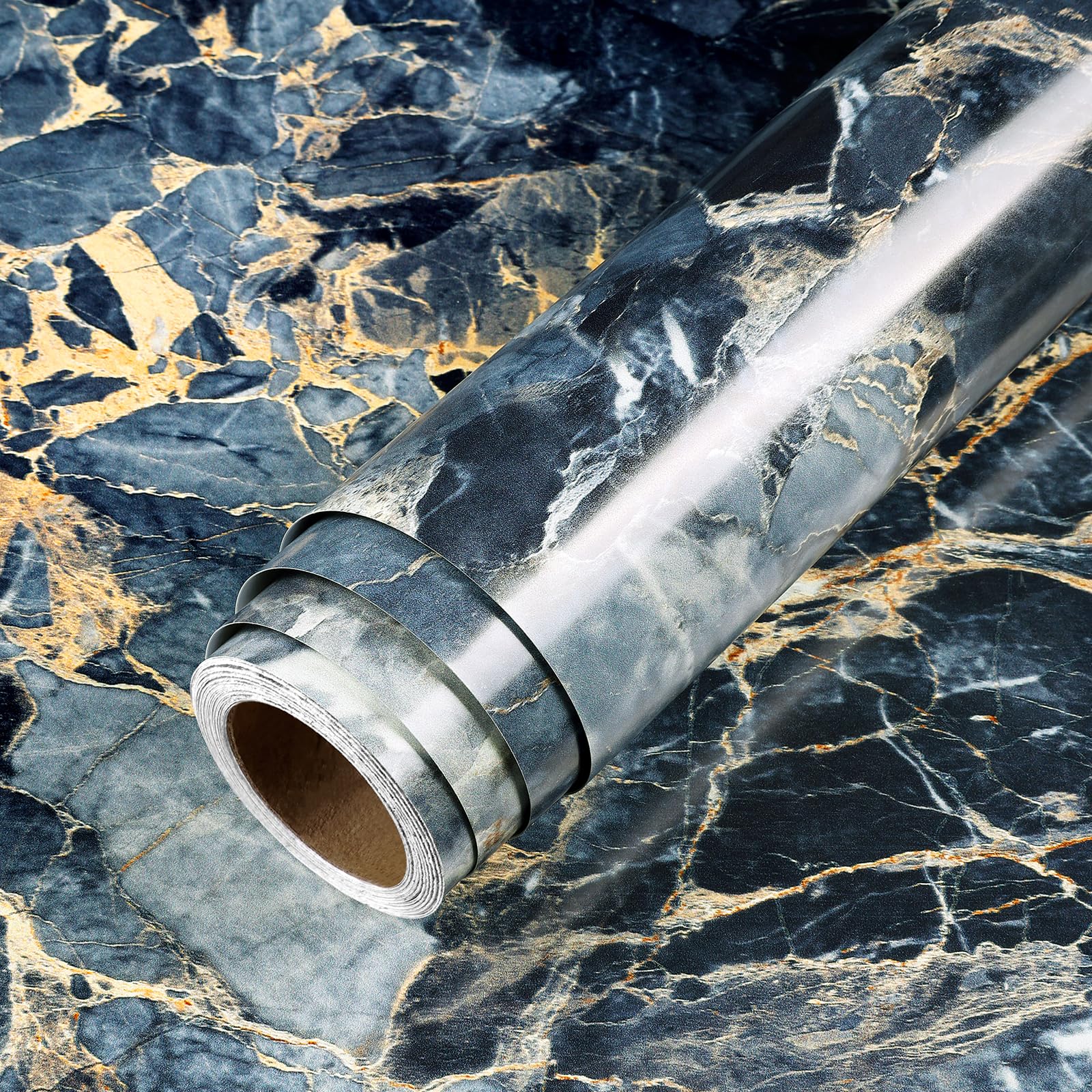 LaCheery Navy Blue Marble Contact Paper Peel and Stick Countertops for Kitchen Counter Top Peel and Stick Waterproof Countertop Wallpaper Marble Vinyl