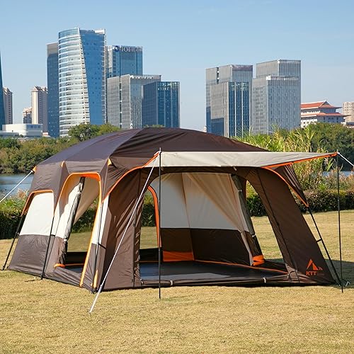 Miniatura 2 de KTT Extra Large Tent 10-12-14 Person(B),Family Cabin Tents,2 Rooms,3 Doors and 3 Windows with Mesh,Straight Wall,Waterproof,Double Layer,Big Tent