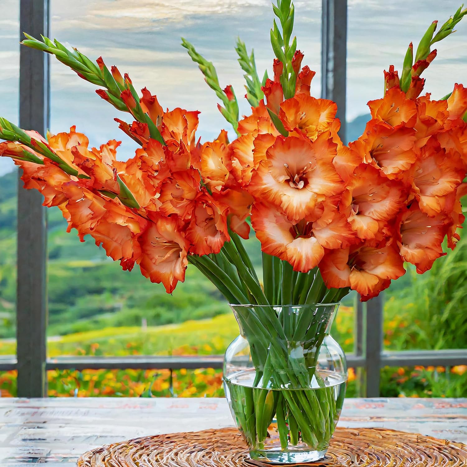 Garden State Bulb Orange Stormy Gladiolus Flower Bulbs, 12/14cm, Spring Planting (Bag of 60)