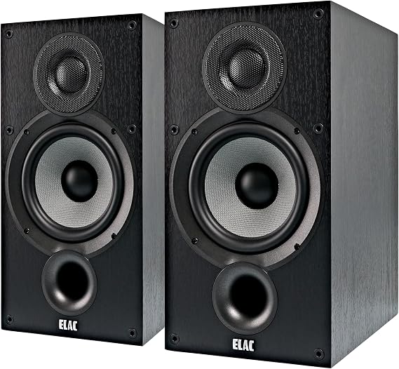ELAC Debut 2.0 B6.2 Bookshelf Speakers, Black (Pair) - 1 Cloth Dome Tweeter & 6.5 Aramid Fiber Woofer - 2-Way Bass Reflex - Up to 35,000 Hz Response