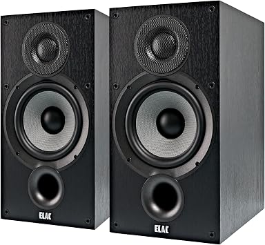 ELAC Debut 2.0 B6.2 Bookshelf Speakers, Black (Pair) - 1 Cloth Dome Tweeter & 6.5 Aramid Fiber Woofer - 2-Way Bass Reflex - Up to 35,000 Hz Response