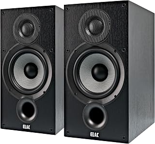 ELAC Debut 2.0 B6.2 Bookshelf Speakers, Black (Pair) - 1” Cloth Dome Tweeter & 6.5” Aramid Fiber Woofer - 2-Way Bass Reflex - Up to 35,000 Hz Response