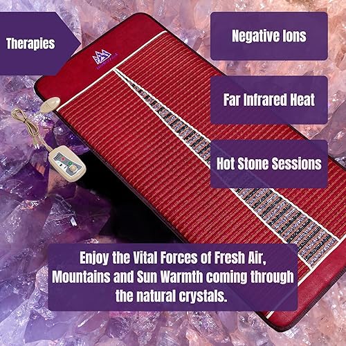 Miniatura 5 de MediCrystal - Esterilla de turmalina de amatista con calor infrarrojo lejano - Profesional 71 "x 32" - Cálida y cura con cristales naturales -