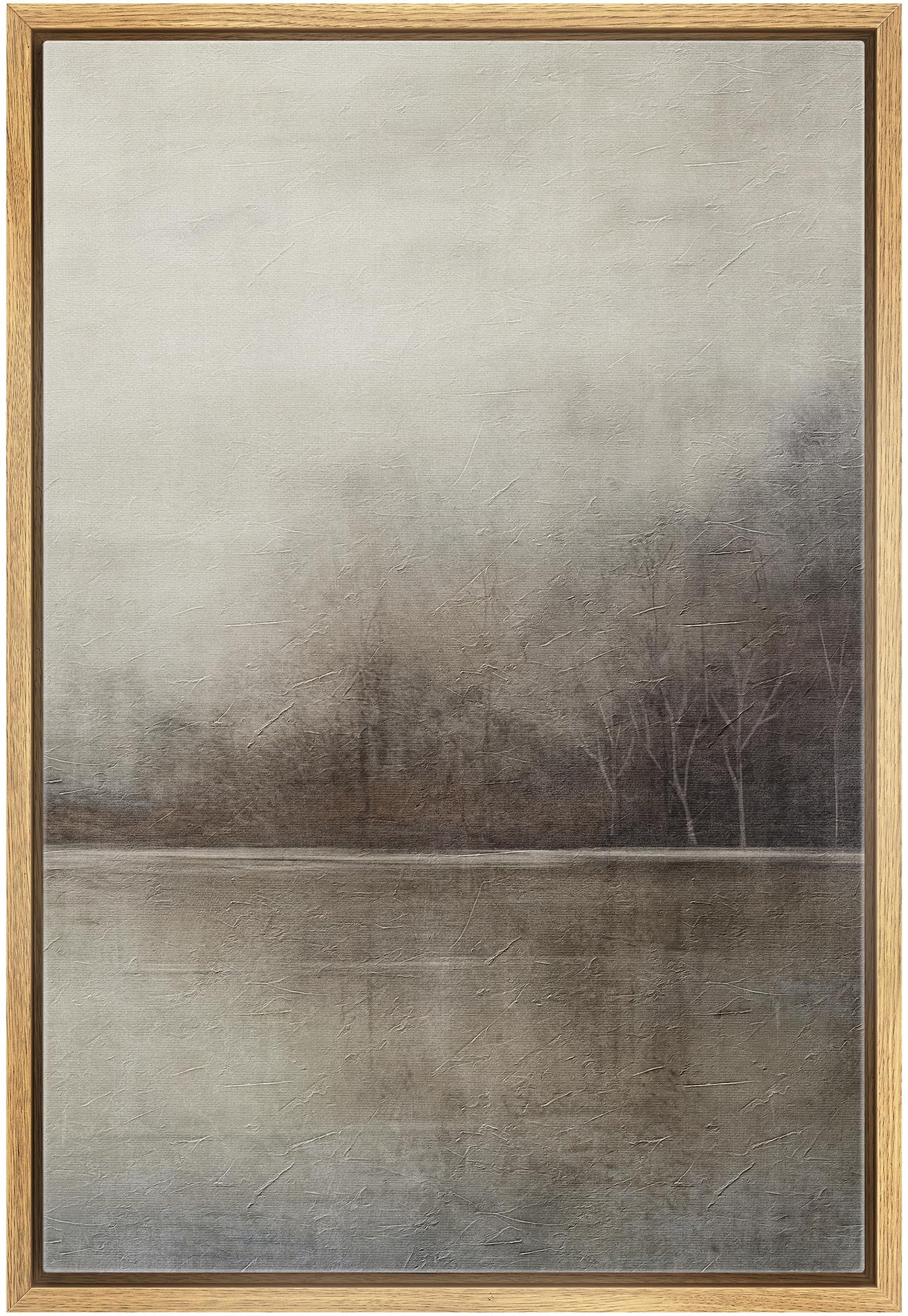 SIGNWIN Framed Canvas Print Wall Art Grey Tan Pastel Watercolor Grunge Landscape Abstract Shapes Illustrations Decorative Relax/Calm Zen for Living Room, Bedroom, Office - 24"x36" NATURAL