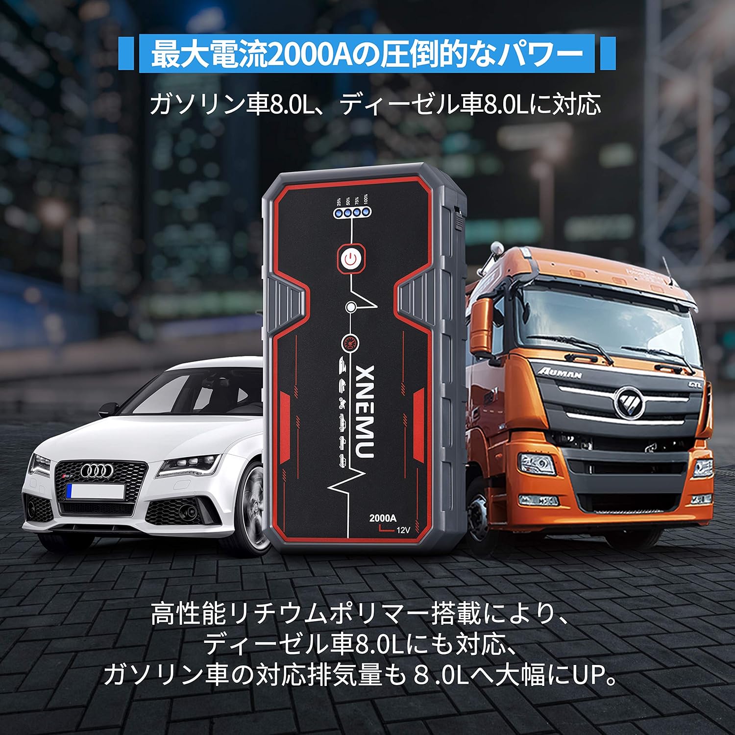 Amazon ジャンプスターター モバイルバッテリー ポータブル電源 00a 12v 000mah 74wh大容量 ガソリン車 8 0l ディーゼル車8 0l対応 ポータブルバッテリー バッテリー上がり バイクバッテリー エンジンスターター ブースター ポータブル充電器 非常用電源 充電器
