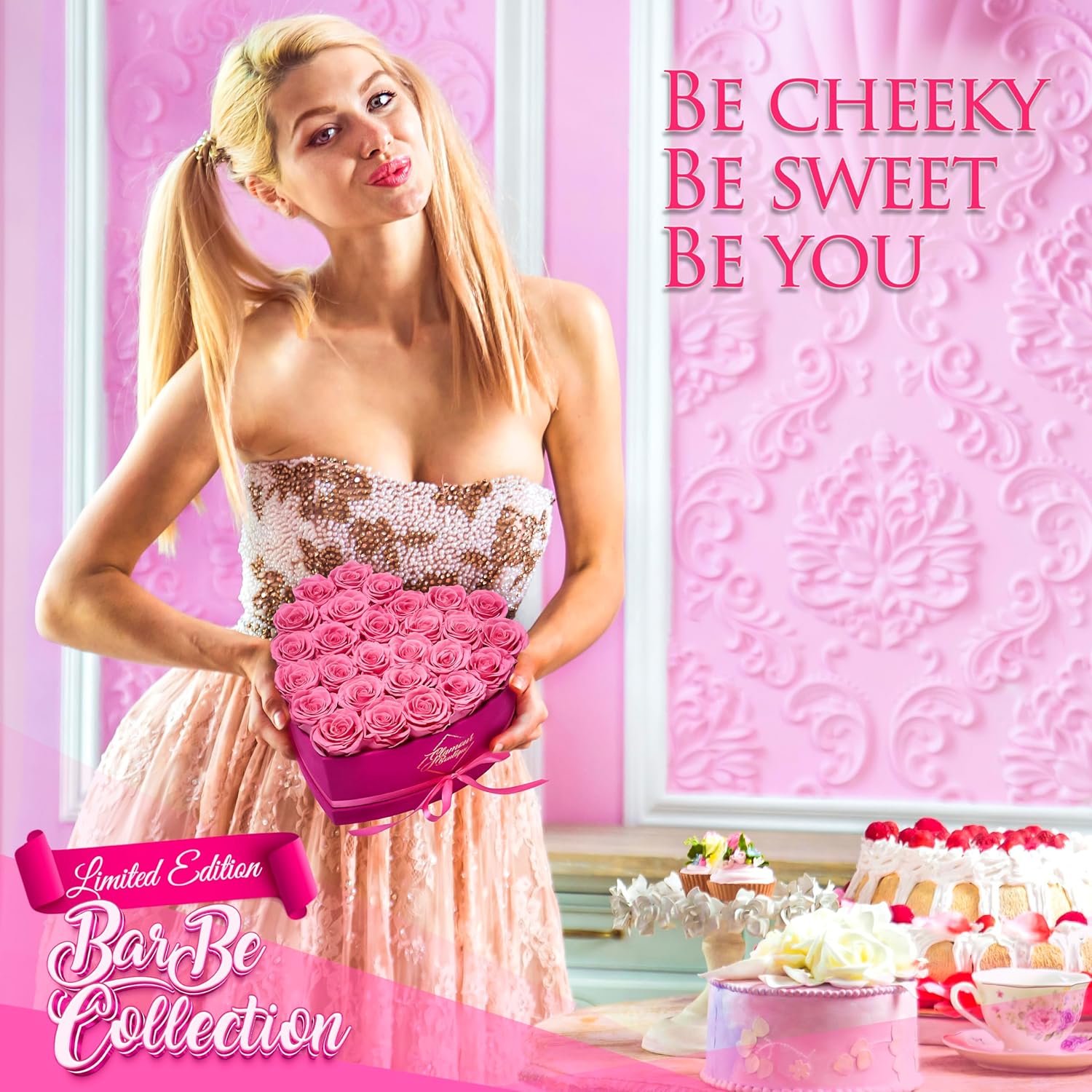 GLAMOUR BOUTIQUE 27 Flower Forever Heart Shape Box, Eternal Preserved Roses Gift for Her, Lasting Flowers, Premium Floral Heart Box for Birthday Anniversary Valentine’s Day Velvet Pink (Color-Treated) - Image 5