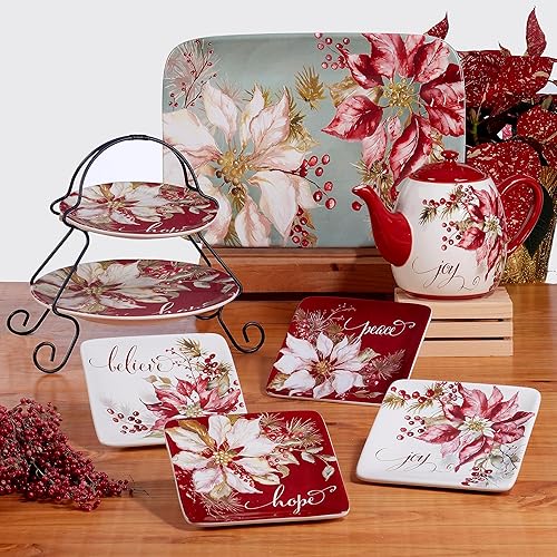 Miniatura 10 de Certified International Winters Joy - Juego de vajilla de 16 piezas, servicio para 4, multicolor