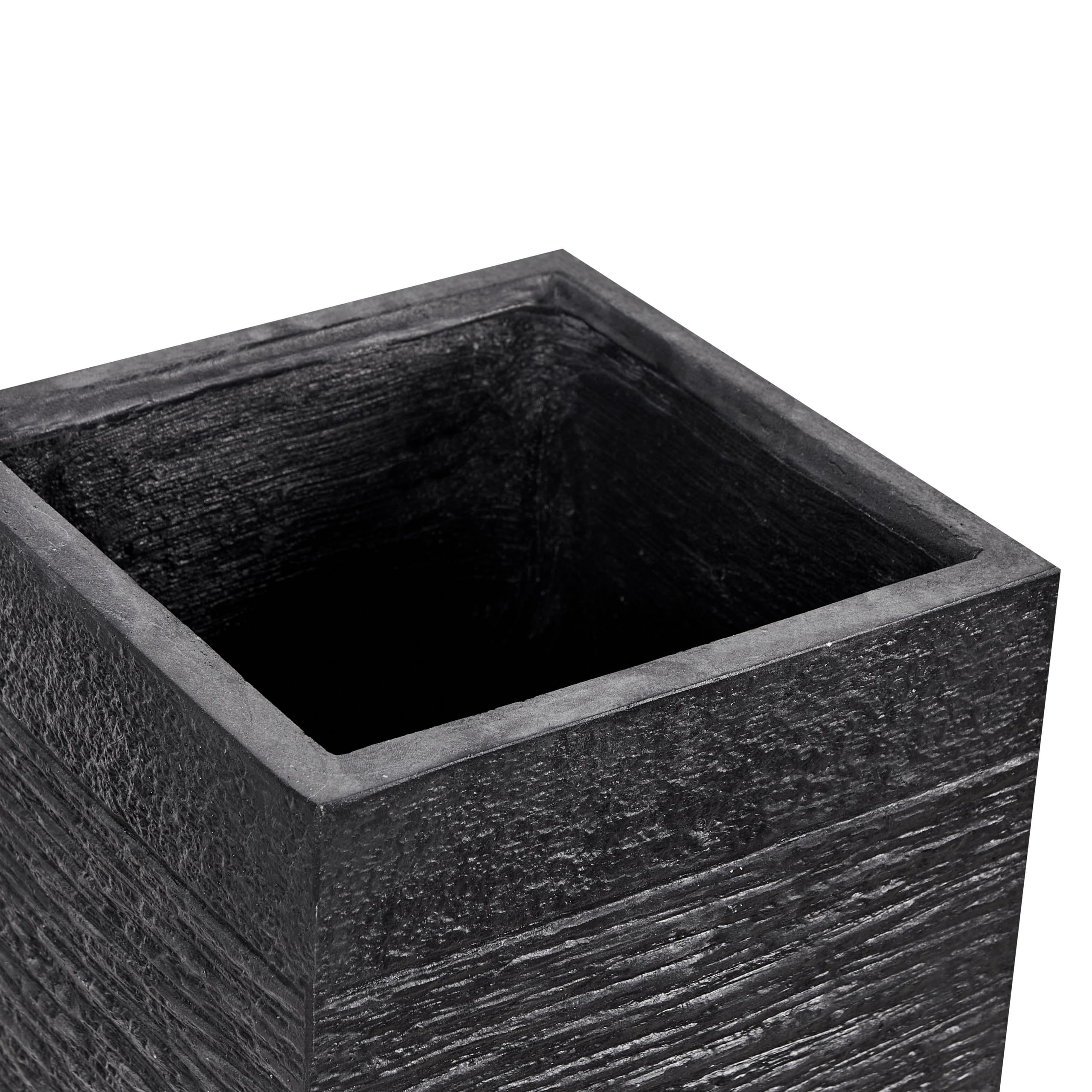 Praktischer Blumentopf 26 x 26 x 60 cm Lehm-Faser-Mischung schwarz Dion