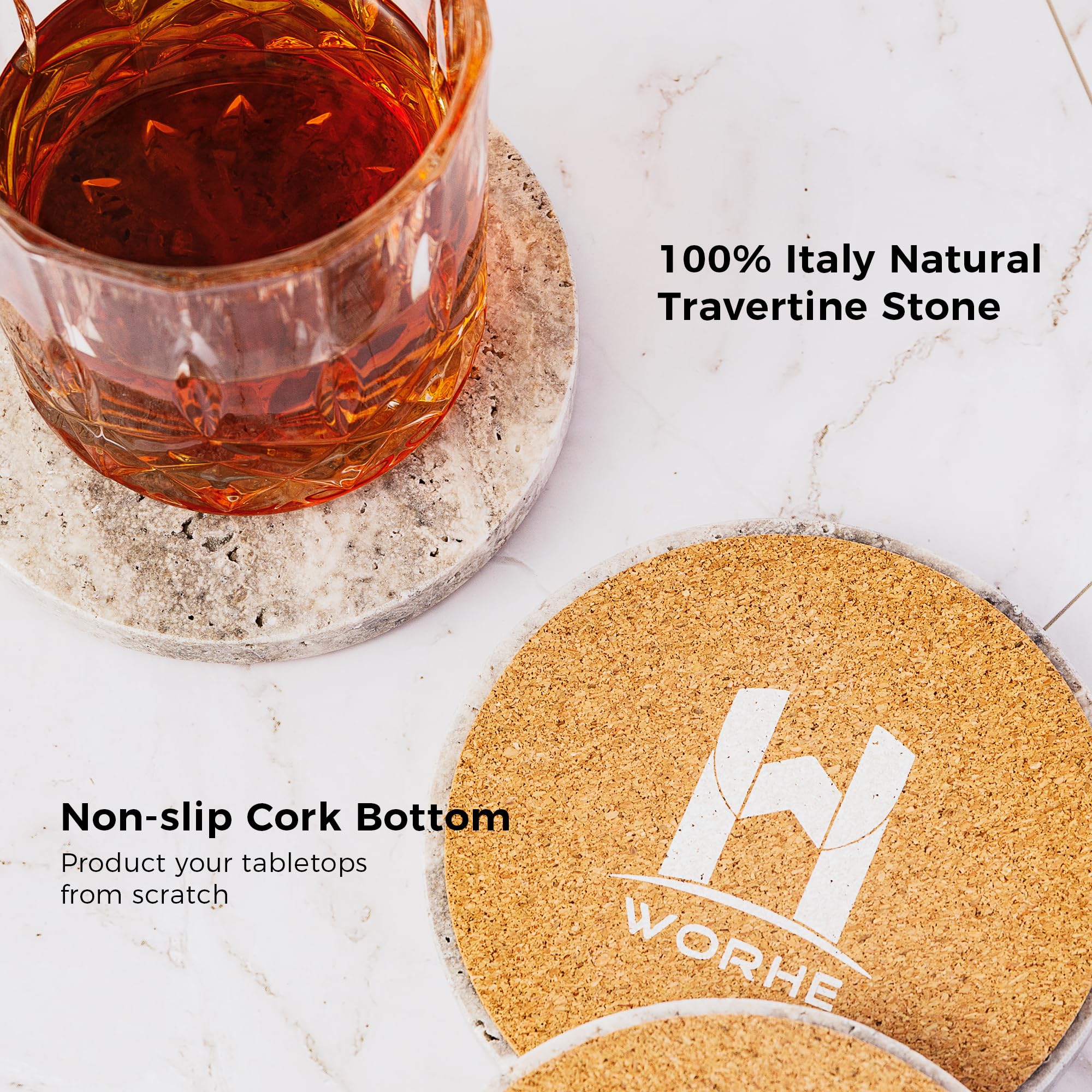 Set di 4 sottobicchieri in marmo per bevande, decorazione moderna per la casa per caffè, pietra di marmo naturale, per inaugurazione della casa, feste, hotel, Natale, anniversario, grigio