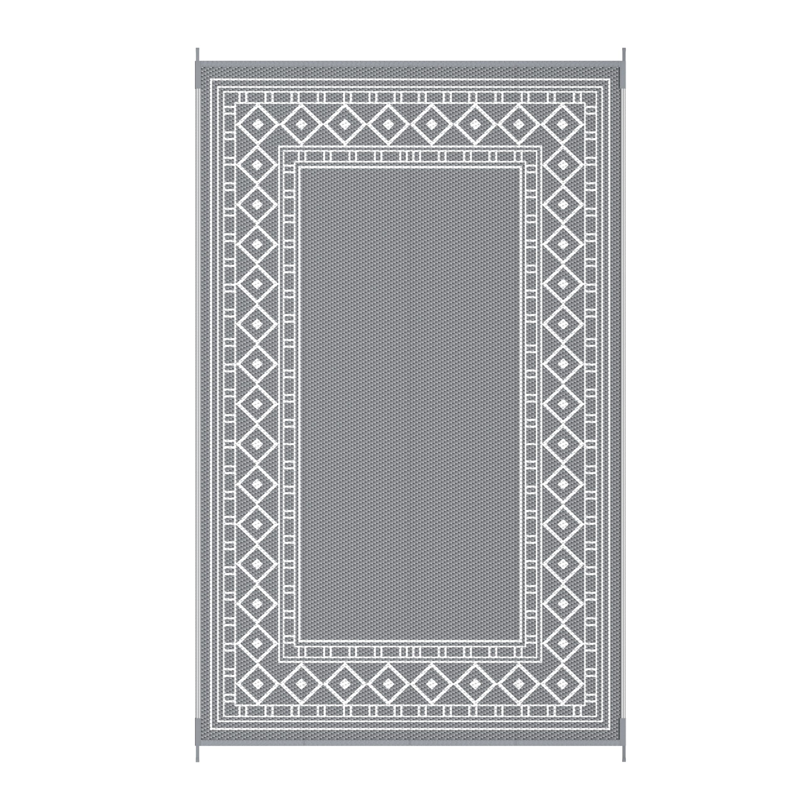 GENIMO Tappeto da Esterno 150x240 cm in Plastica Impermeabile Lavabile Reversibile, Vintage Grigio/Bianco per Terrazza Giardino Camper Picnic Balcone