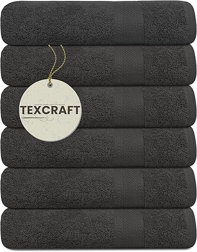 Miniatura 46 de Medium Size Bath Towels Set of 6 – 100% Cotton Terry – 24" x 48" – Quick Dry, Soft & Highly Absorbent – Black Towels for Bathroom, Gym, Spa, Pool &