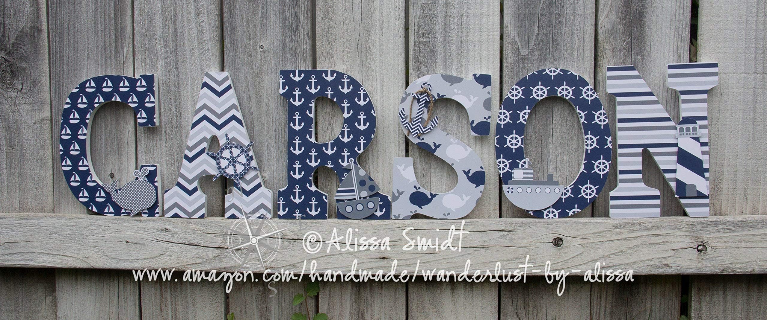 Nautical Themed Custom Wooden Nursery Letters - PRICE PER LETTER