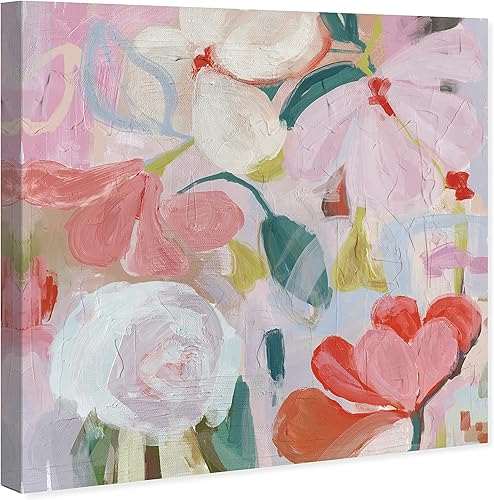 Miniatura 2 de Wynwood Studio Lienzo abstracto y contemporáneo envuelto, follaje floral rubor, arte de pared para sala de estar, dormitorio y baño, 30 x 30