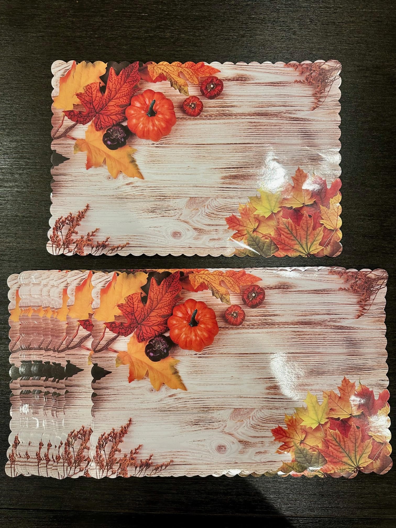 Paquete de 25 manteles individuales desechables de papel de hoja de arce otoñal para mesa de comedor, manteles individuales desechables de hojas de cosecha para fiesta de Acción de Gracias, 16.25 x