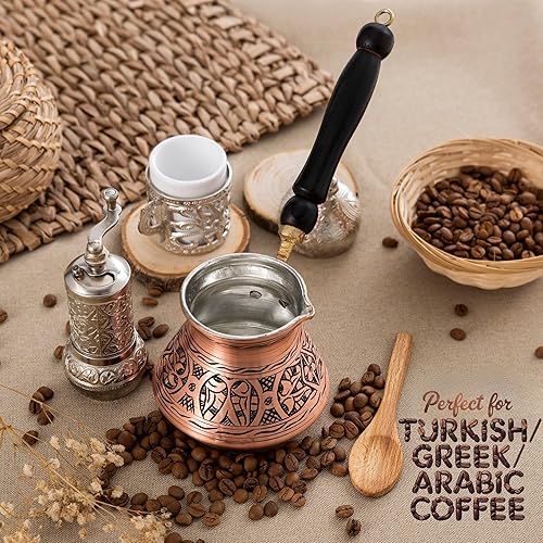 Miniatura 10 de Cafetera turca, cafetera turca griega británica, árabe, edición Fortune con mango de madera (18 onzas)