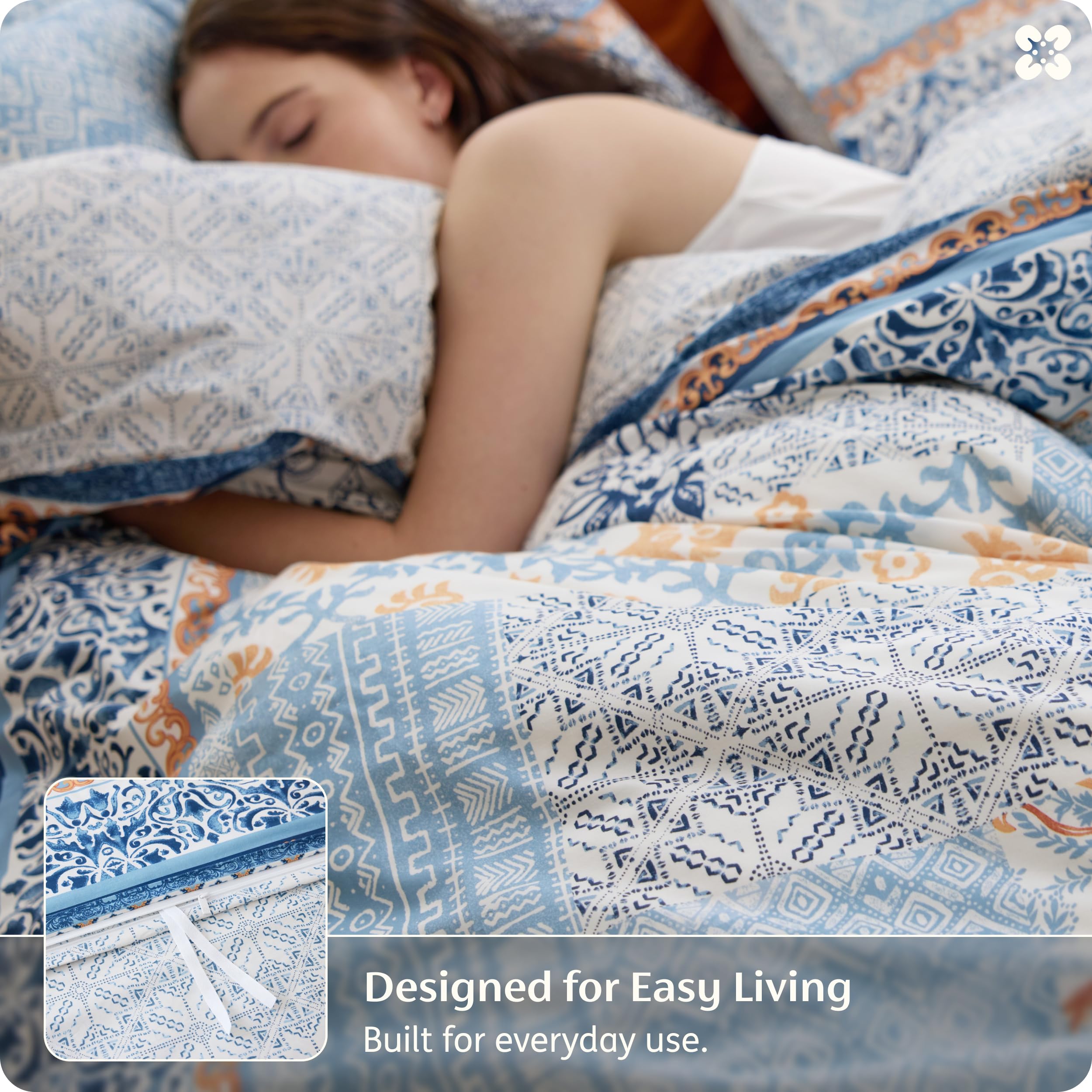 Amazon.com: Bedsure PureWoven 100% Cotton Floral Duvet Cover Set